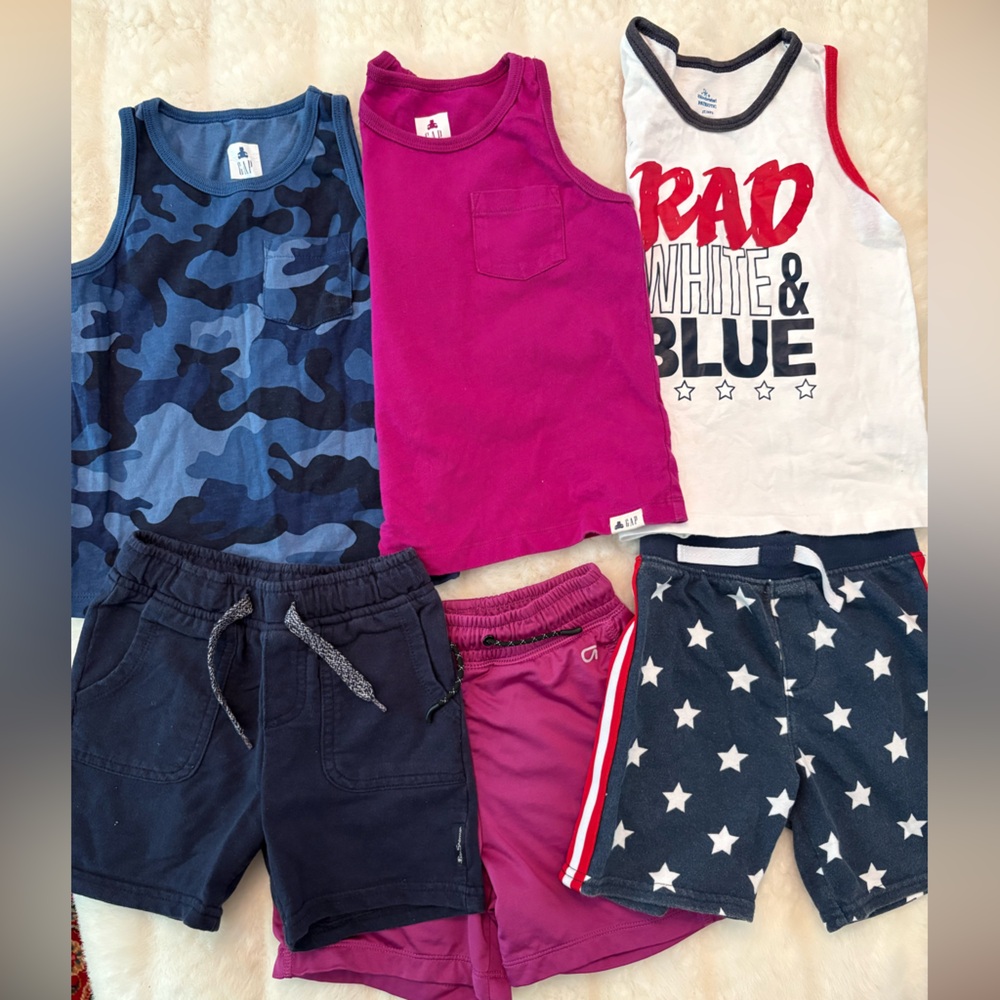 3t Toddler boy summer vacation stank top short bundle Cat & Jack Blue Camp